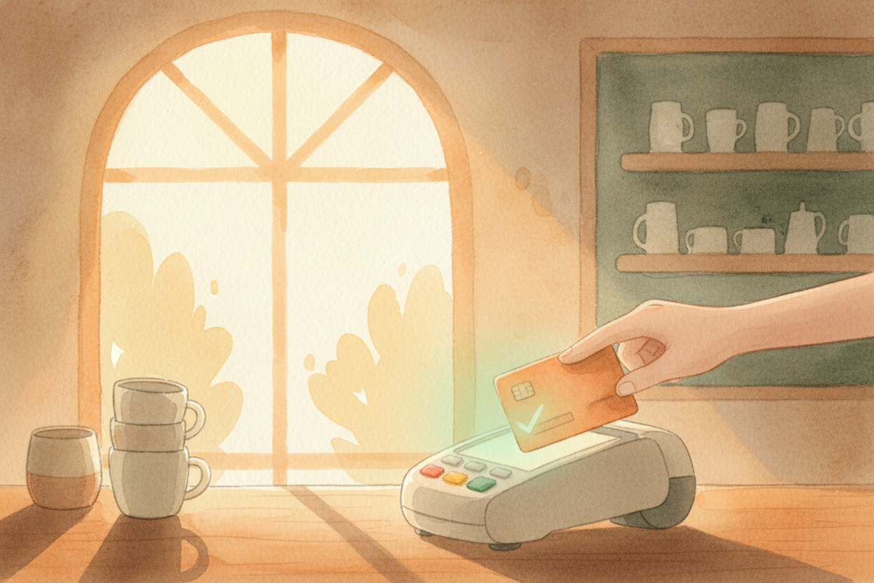 You tap your card on the reader at the coffee shop — ~~beep!~~ — and the screen says "approved." **Three seconds, done.*