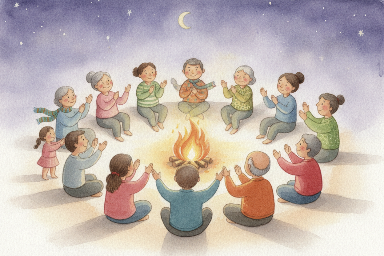 And we feel it together. **For longer than history can remember**, humans have drummed, hummed, and sung in groups — aro