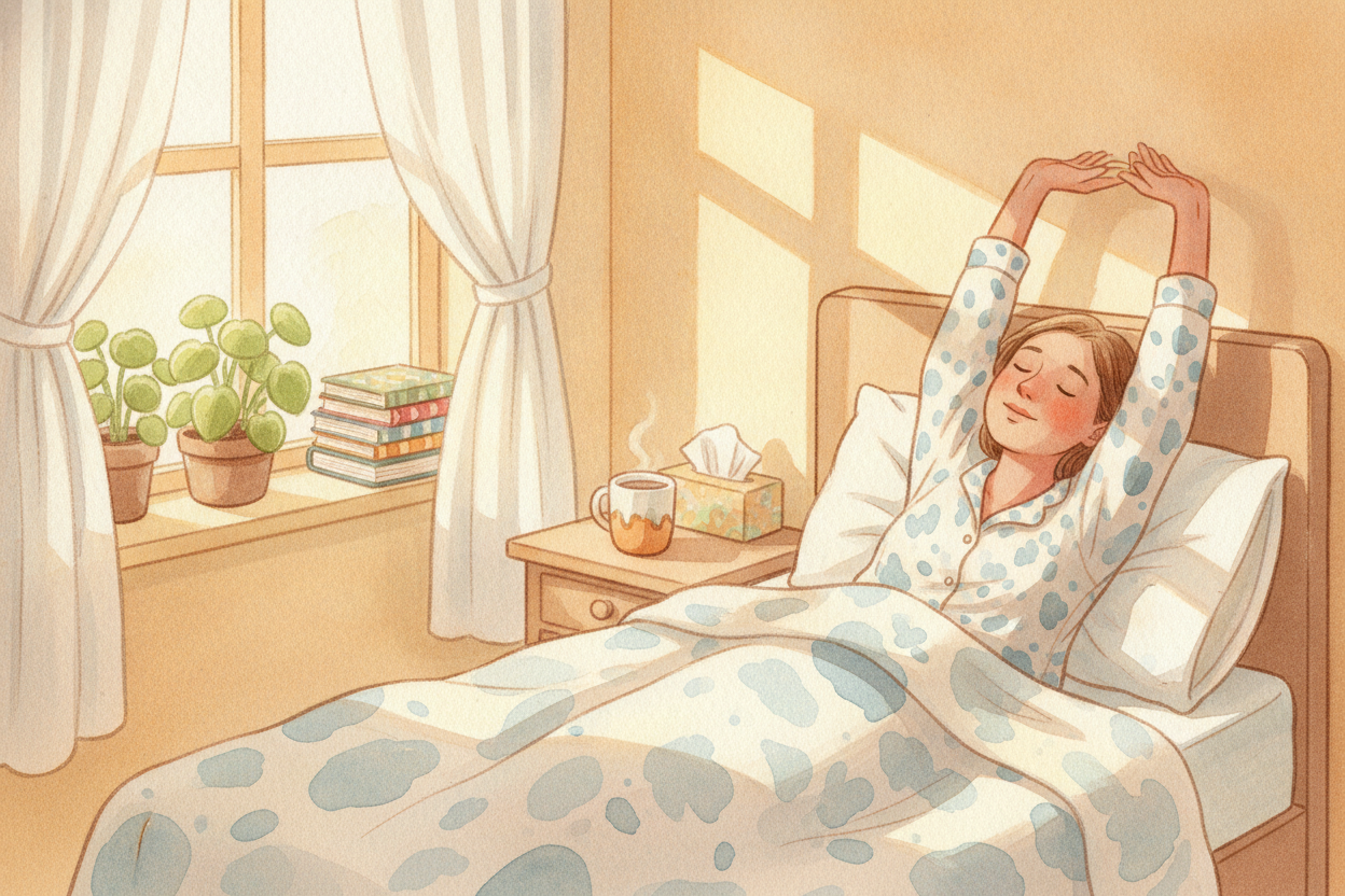~~싸움은 며칠 동안 이어져요.~~ 그래서 한동안 몸이 엉망처럼 느껴지는 거예요. **하지만 여러분의 몸은** 그 내내 *조용히 이기고 있어요.* 세균이 힘을 잃으면 열이 내려가고, 부기가 가라앉고, _다시 원래의 