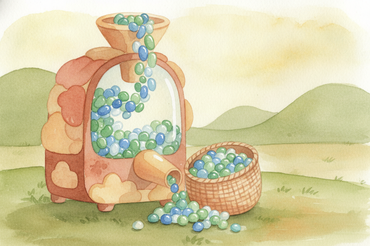 Plastic plays a similar game. The bottles are washed, shredded into ~~confetti-sized flakes~~, then melted into a goo an
