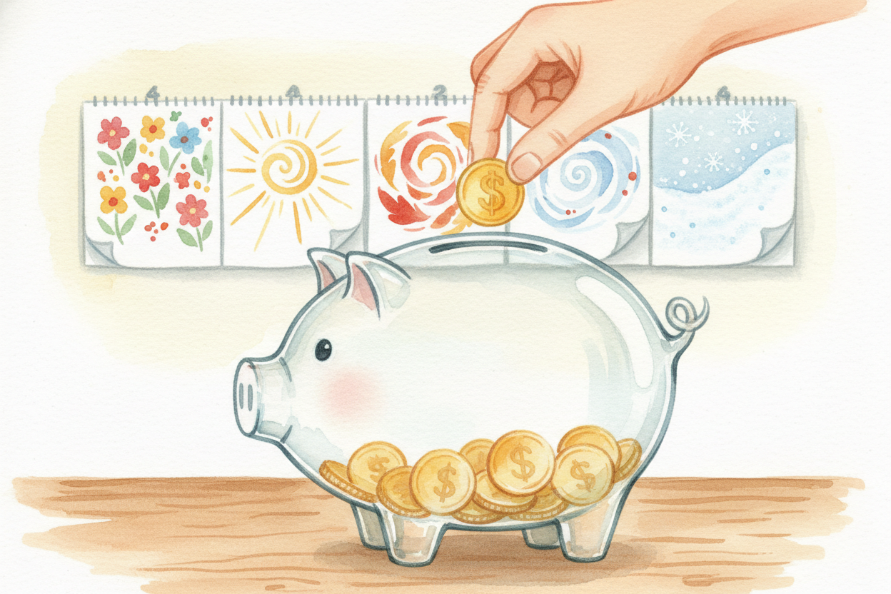 Now imagine you don't just save once — you add a little every month. Say you save ++fifty dollars++ a month in an accoun