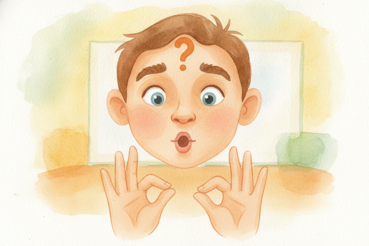 ~~Now meet the secret co-star:~~ ++the face++. In sign language, *raising your eyebrows can turn a sentence into a quest
