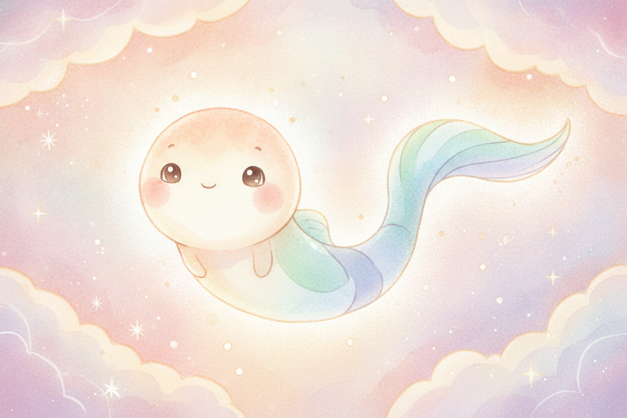 Now meet the hero of our story: the ++soap molecule++. It's a tiny thing **shaped a bit like a tadpole** — a round head 