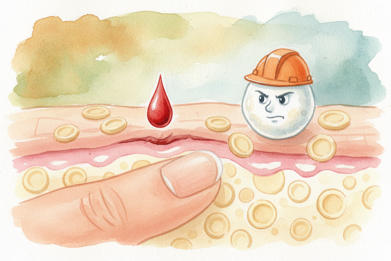 You slice your finger on a piece of paper. ~~Ouch!~~ A tiny red line appears, and for a moment you can see into your own