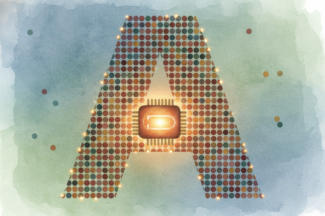 Now the graphics chip takes over. ~~This chip is an artist.~~ It takes the letter's shape and paints it **pixel by pixel