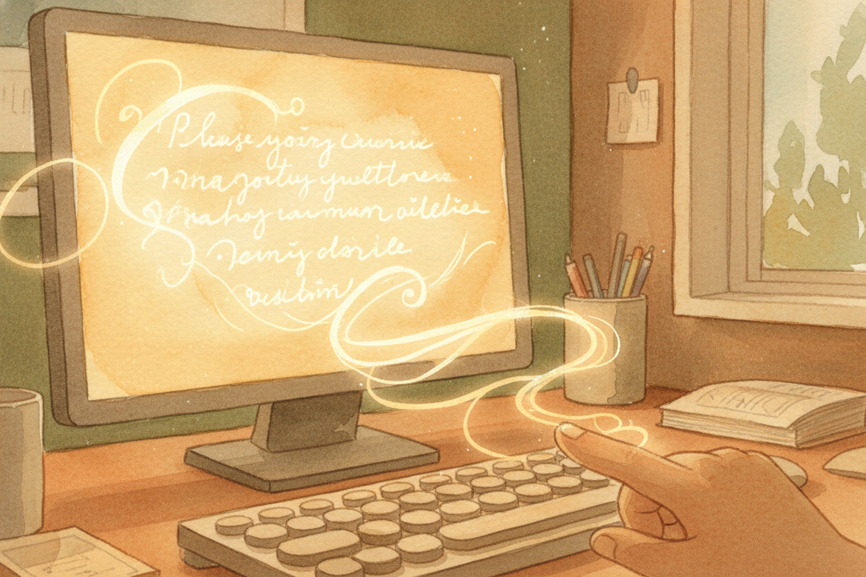 ~~And there it is:~~ a letter on your screen, **born from one keypress**. The whole journey — switch to code to shape to
