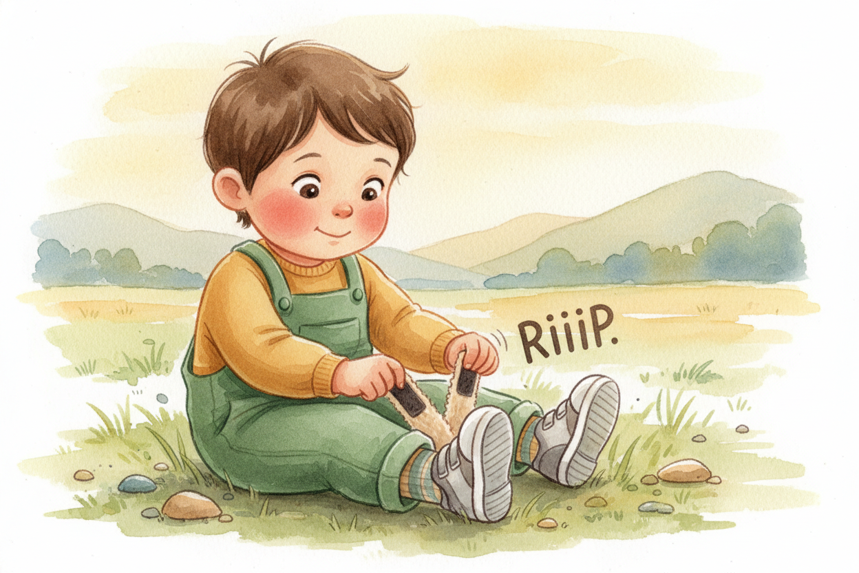 You pull apart your shoe strap — ~~rrrrrip!~~ — and there's that satisfying sound. Press it back together — ~~scrunch!~~