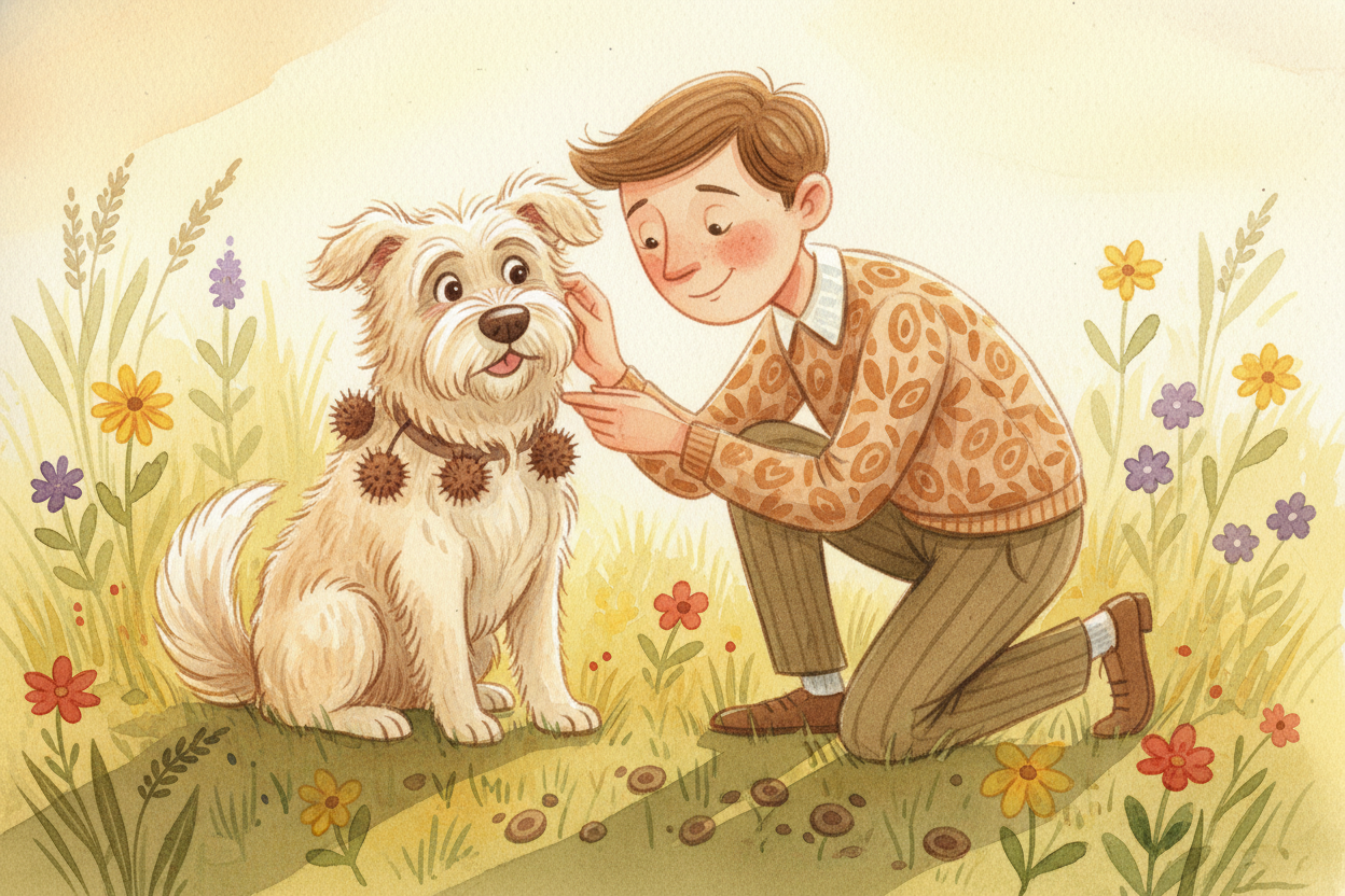 The inventor got the idea from nature. He noticed how ++burrs++ — those prickly seed pods — stuck to his dog's fur after