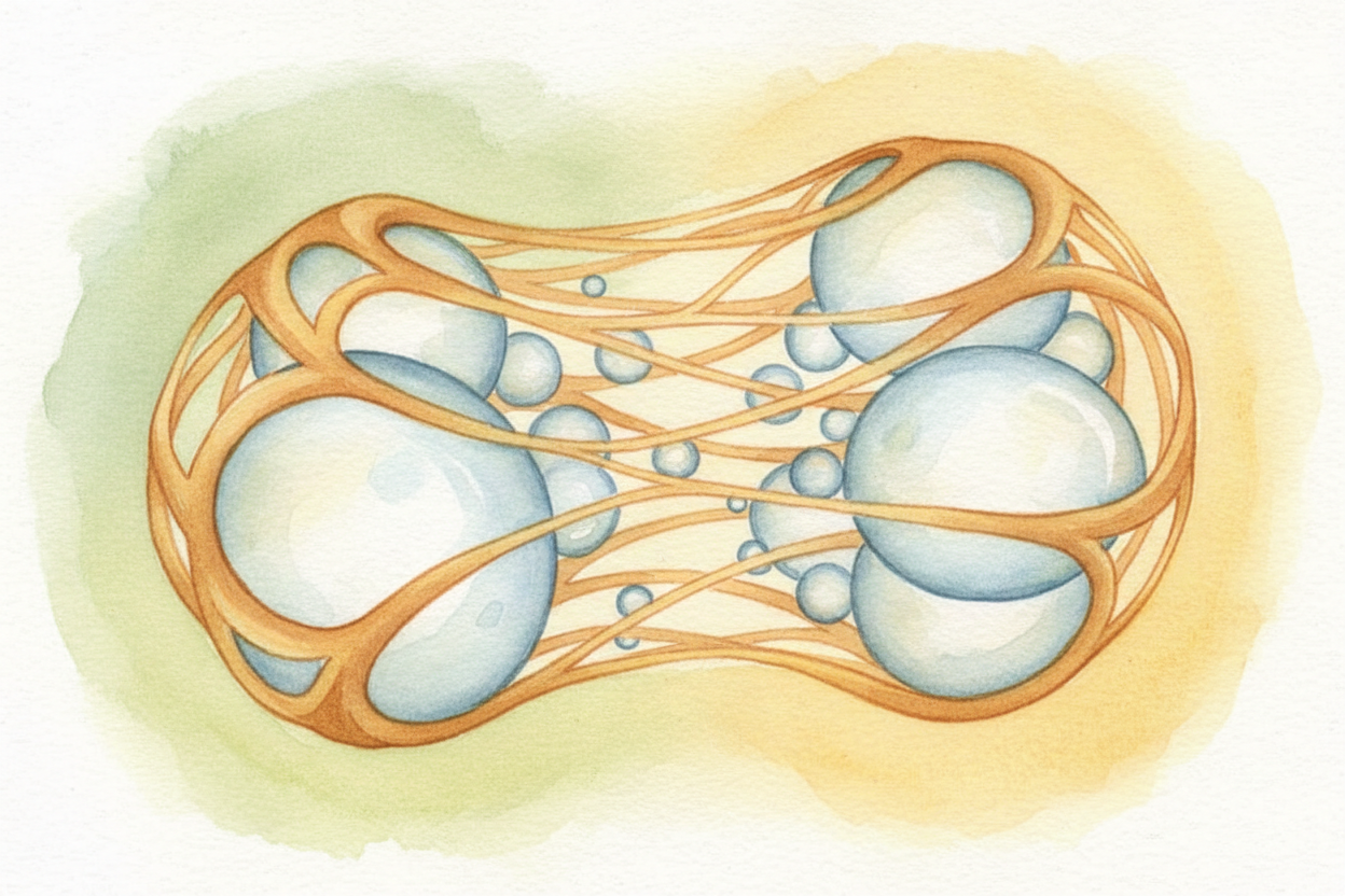 The dough traps the gas. Flour and water, when kneaded together, form stretchy strands called ++gluten++—think of them a