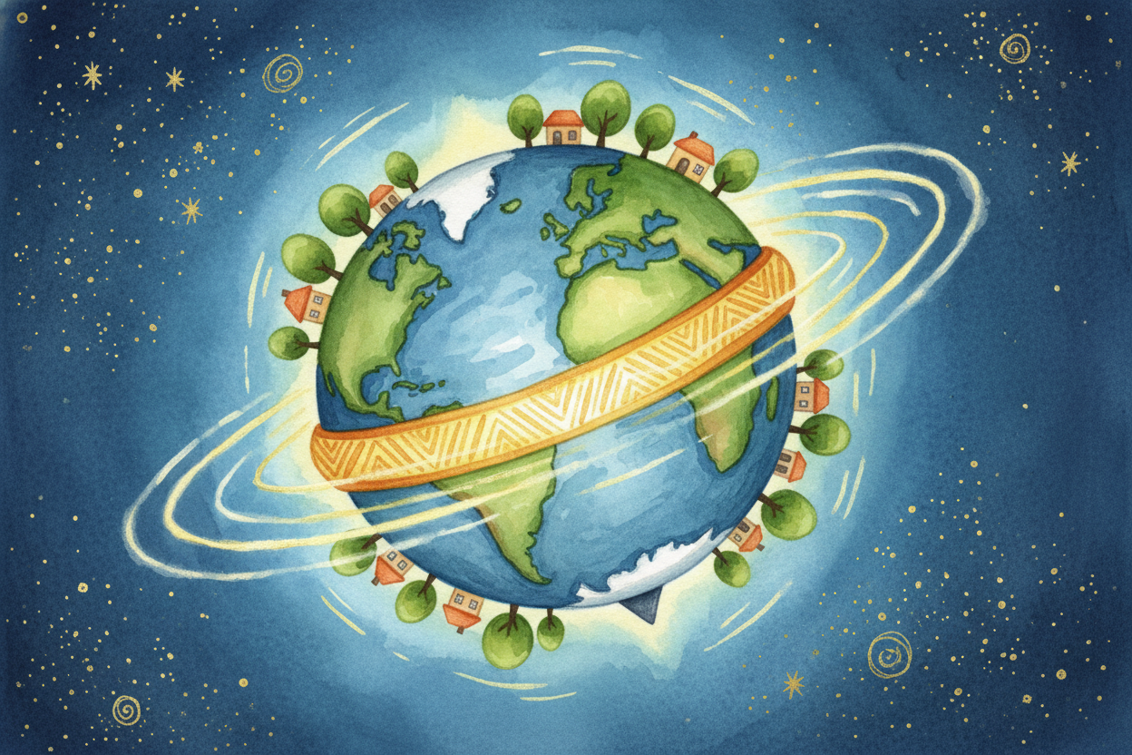Start with the ground beneath you. ++Earth++ spins on its axis once every 24 hours—that's what makes day and night. If y