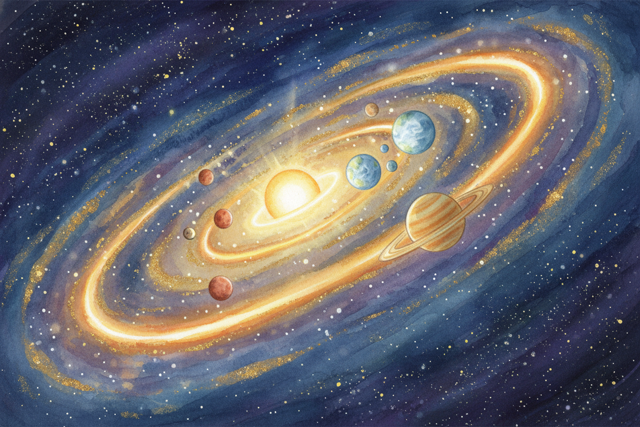 And the ++Sun++? It's not sitting still either. Our whole solar system is orbiting the center of the ++Milky Way++ galax
