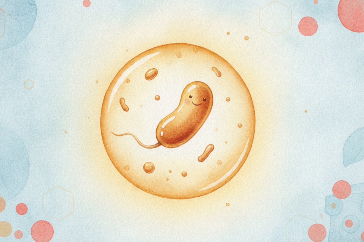First, the bacterium. A bacterium is a single living cell — a **tiny, self-contained bag of life**. It *eats, it grows, 