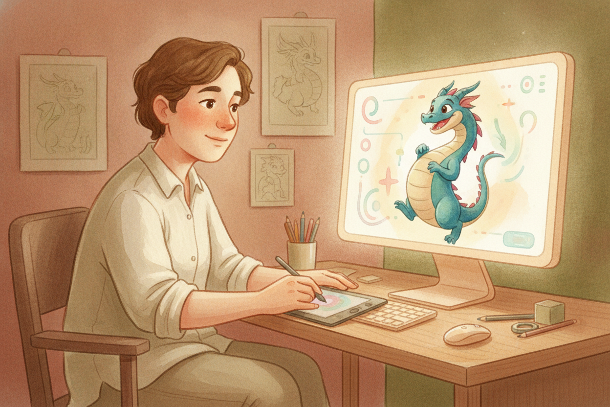 Today, a lot of this happens on computers instead of paper. The artist still draws and poses, but the machine can help b