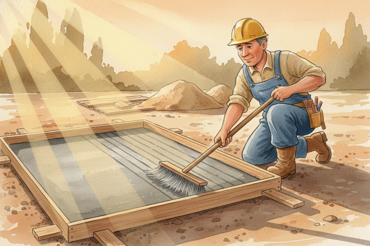 For the first few hours, the concrete is soft enough to shape. Workers pour it into wooden frames, smooth the top, maybe
