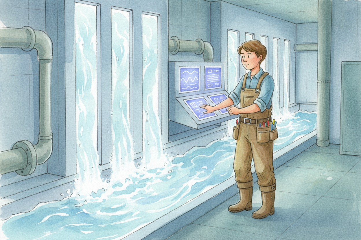 ~~One last step:~~ **disinfection**. The clean water gets a small dose of chlorine or ultraviolet light to kill any ling