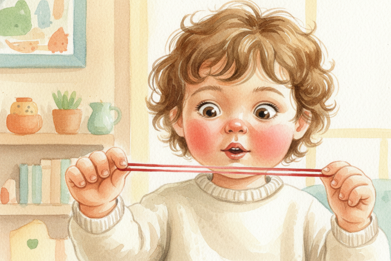 You pull a rubber band between your fingers and it ~~stretches, stretches, stretches~~ — then **snaps back** to its orig