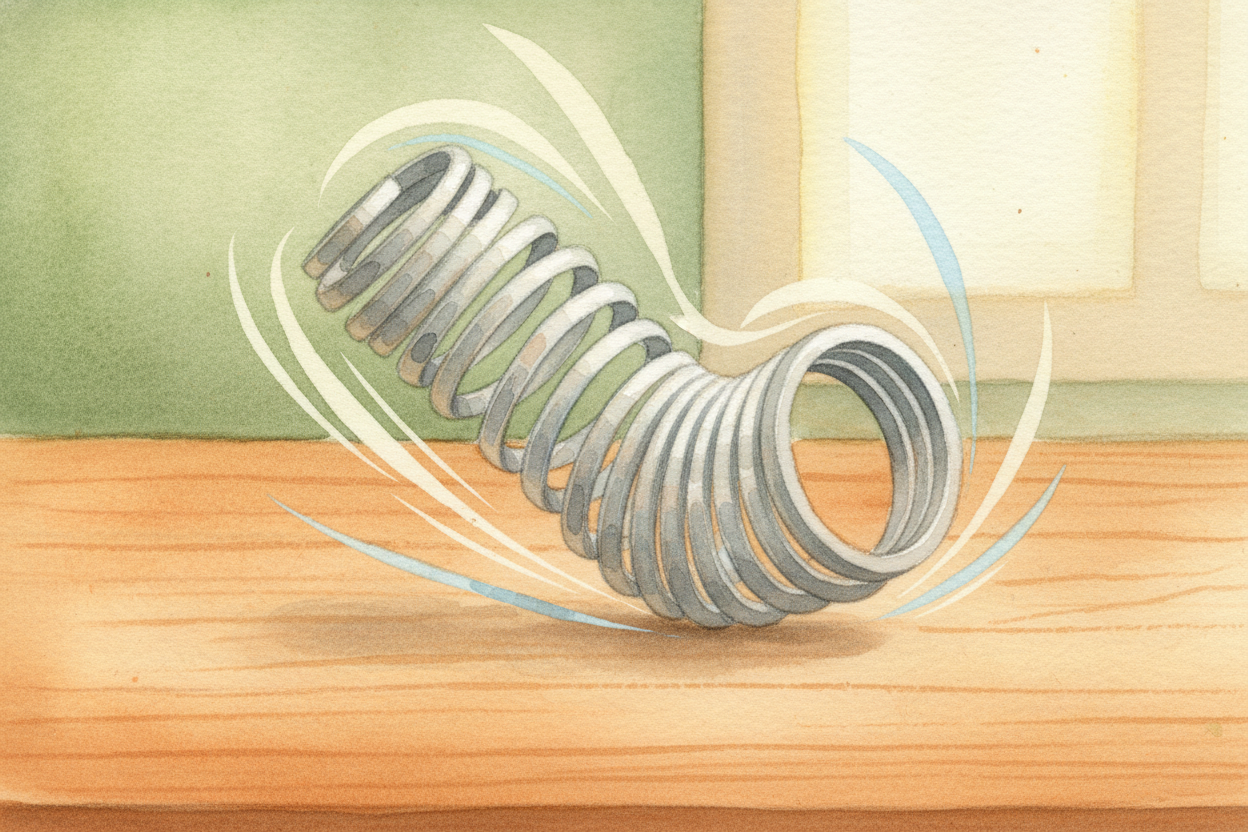 When you let go, the straightened polymers want to spring back into their favorite coiled, relaxed shape — **just like t