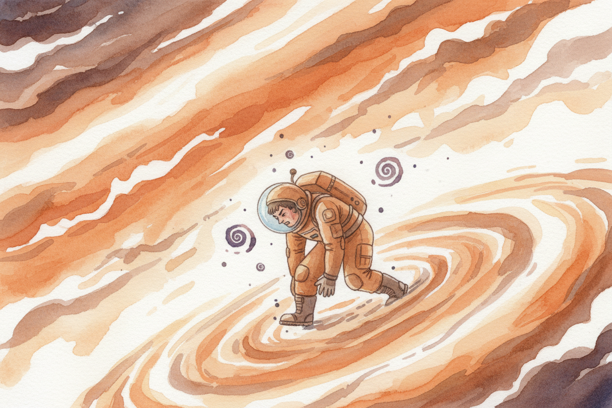 ++Jupiter++ is the giant of the solar system — so massive it could swallow **over a thousand Earths**. ~~Its gravity is 