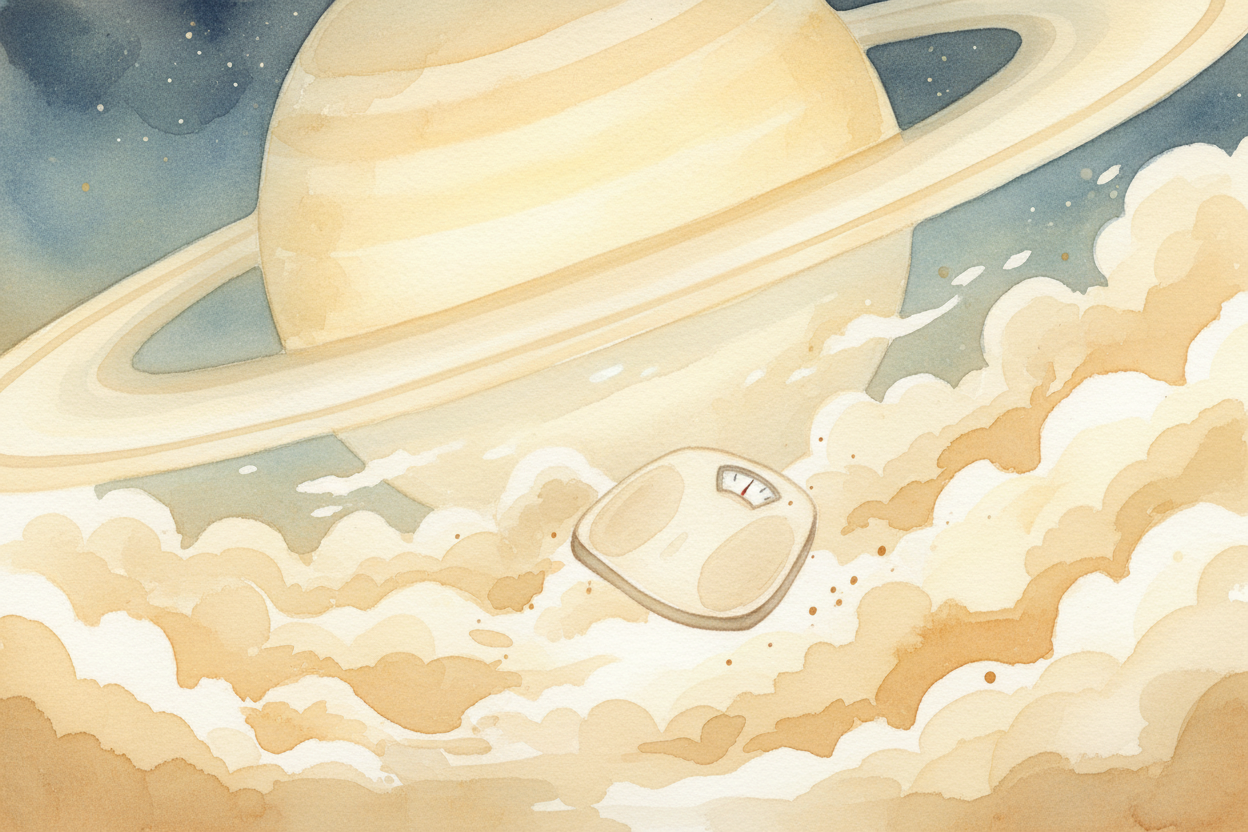 ++Saturn++ has those famous rings, but its gravity is **surprisingly gentle** — just a bit stronger than Earth's. You'd 