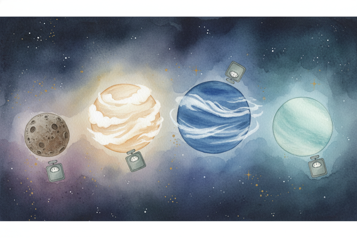 ++Mercury++ is tiny, with weak gravity — you'd weigh only 38 pounds, same as Mars. ++Venus++ is almost Earth's twin in s