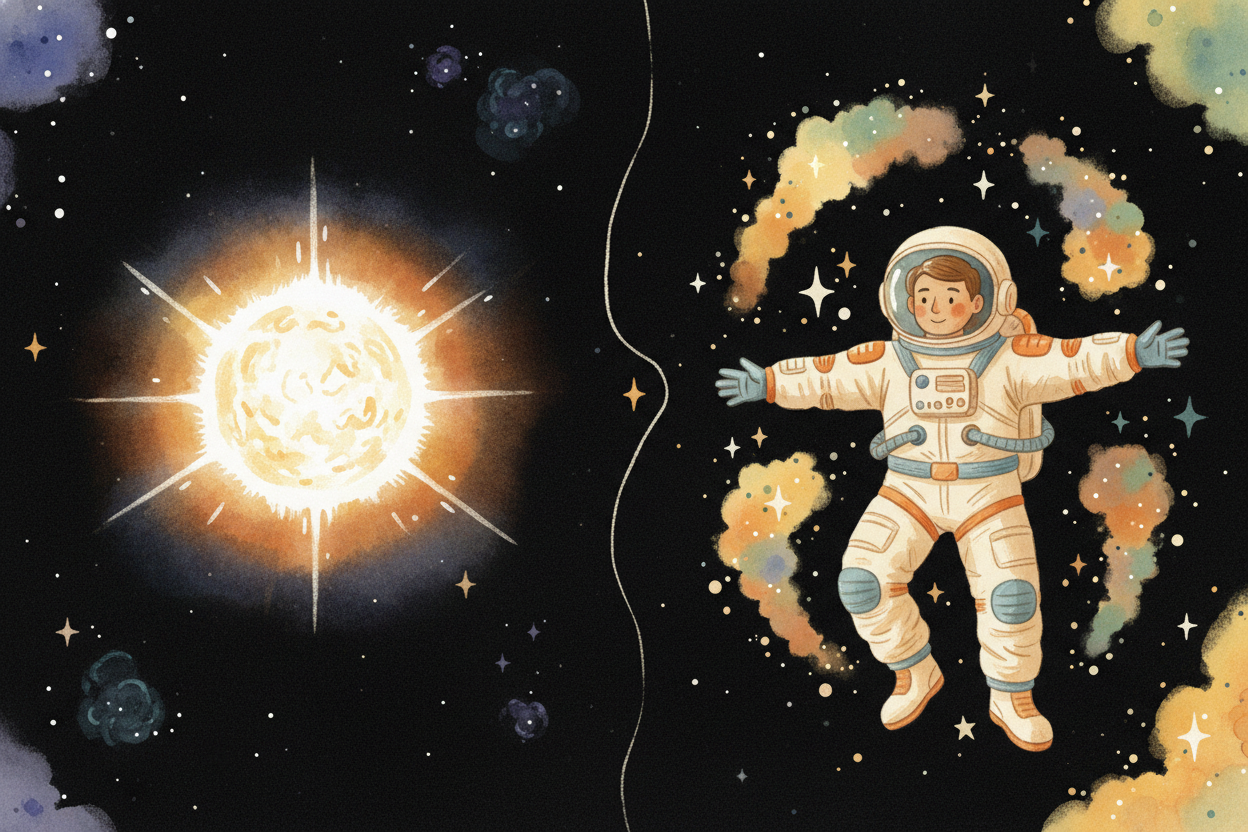 ~~Here's the wildest part:~~ on a ++neutron star++ — a dead star crushed down to the size of a city — you'd weigh **bill