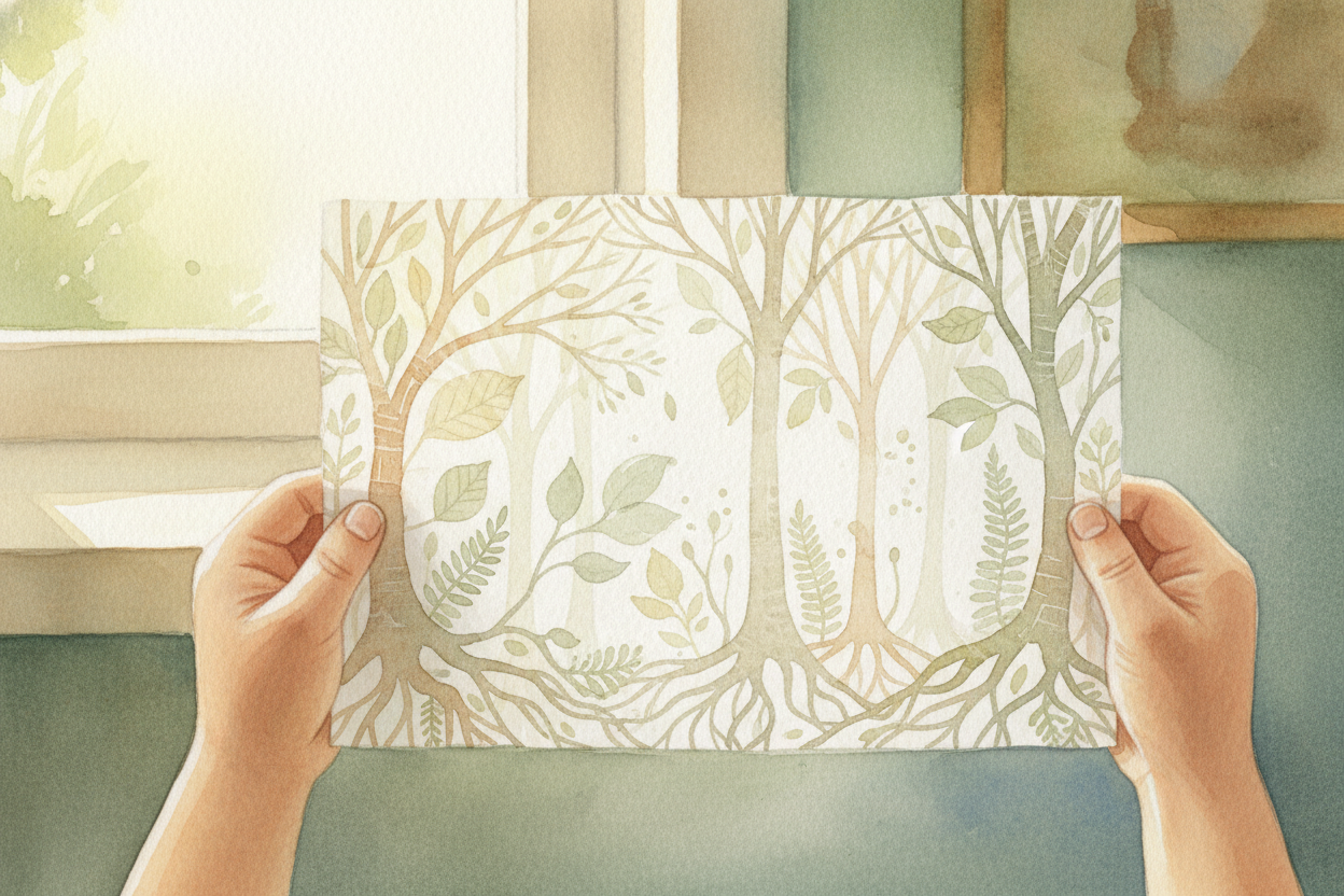 Every sheet of paper you've ever touched started as a tree or a plant, broken down into **millions of tiny fibers** and 