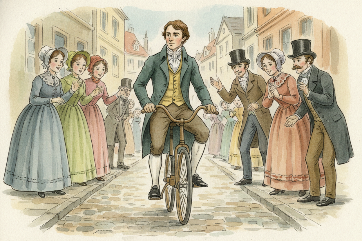 In 1817, a German inventor named ++Karl von Drais++ built the first version. He called it a "**running machine**." It ha