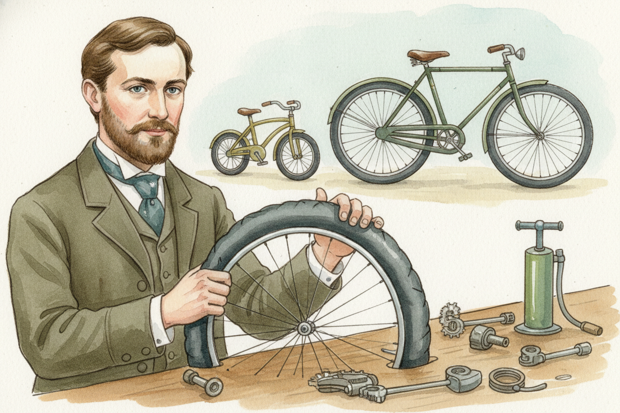 In the 1885, an Englishman named ++John Kemp Starley++ built the "++safety bicycle++." **Both wheels were the same mediu
