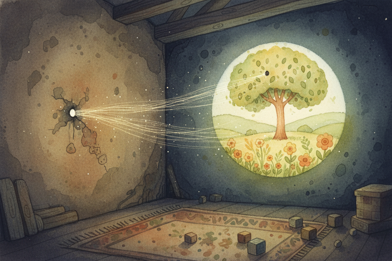 The first clue came from a dark room. If you poke a tiny hole in one wall of a completely dark room, ~~something magical