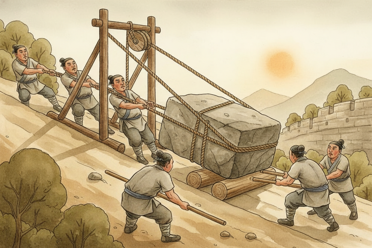 But how do you move million-pound stones up a mountain without engines? ~~You get creative.~~ Workers built ramps from p