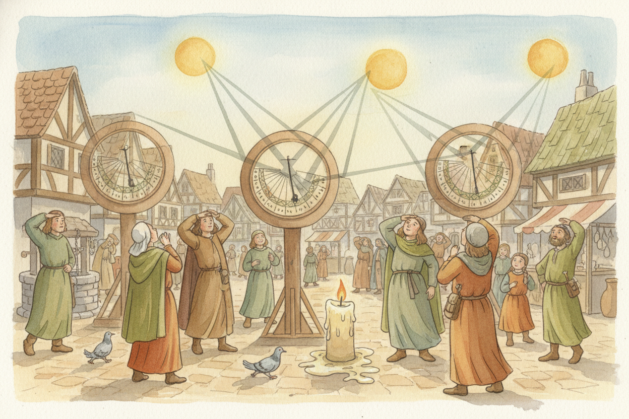 For most of human history, telling time was a **guessing game**. The sun moved. Shadows crept. Candles burned down. But 