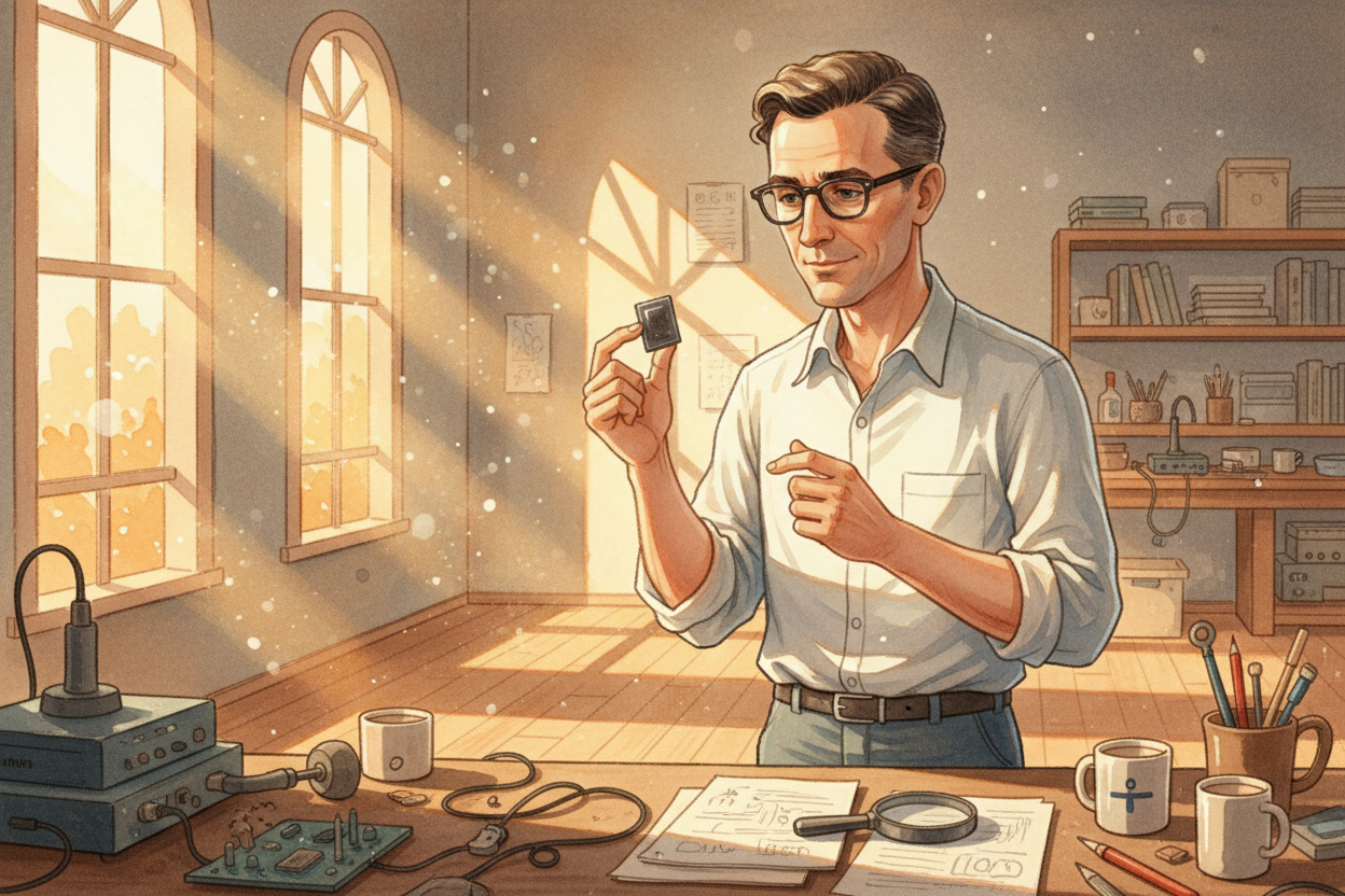 In 1958, a new engineer named ++Jack Kilby++ sat alone in a ++Texas Instruments++ lab during summer vacation — everyone 