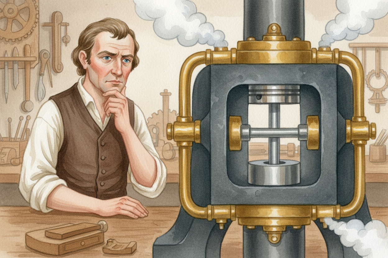 But ++Watt++ didn't stop there. ++Newcomen++'s engine only pushed in one direction — down — using the vacuum. Watt figur