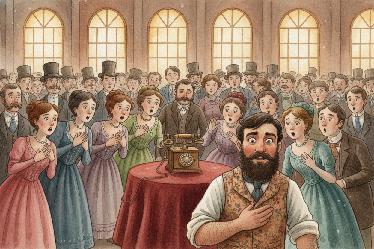 At first, people thought it was a toy. ++Bell++ demonstrated his "speaking telegraph" at the 1876 World's Fair in Philad