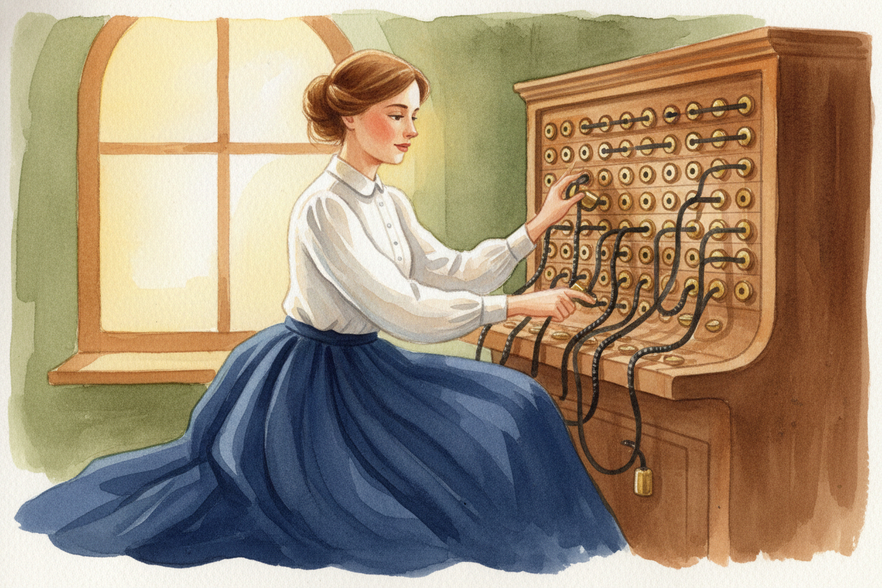 ~~But one telephone is useless~~ — you need two, connected by wire, and someone to talk to. Within a few years, people w