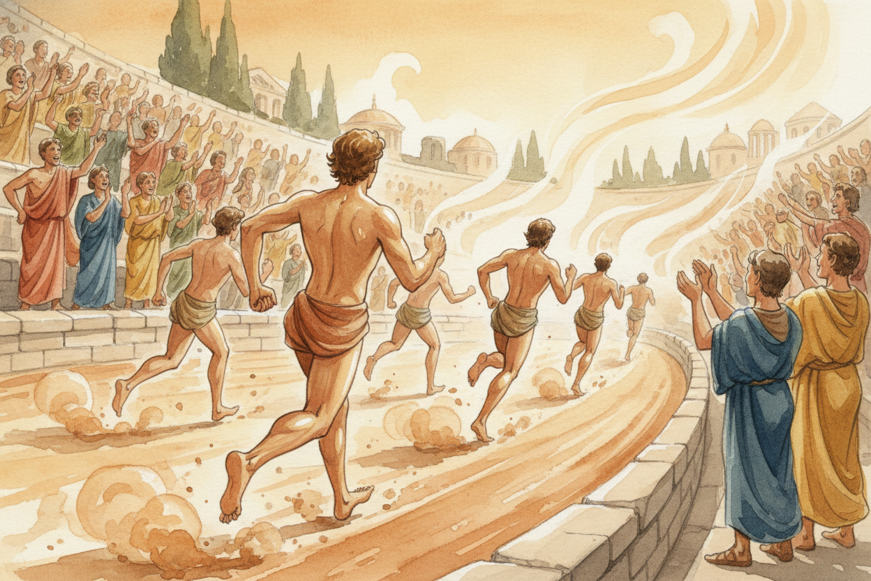 Athletes competed completely naked. ~~Seriously.~~ The Greeks believed the human body in motion was *beautiful, somethin