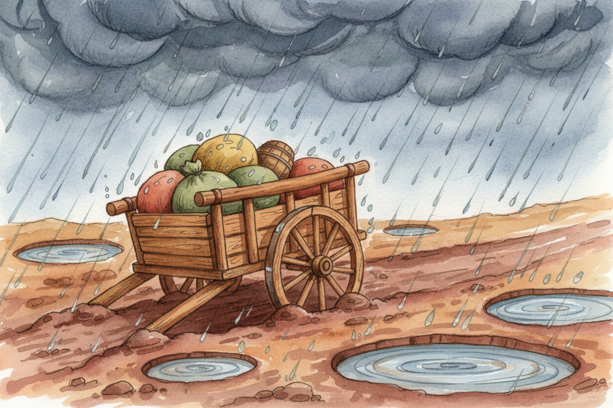 ~~But dirt roads had problems.~~ When it rained, they turned into **rivers of mud**. When it was dry, dust flew everywhe