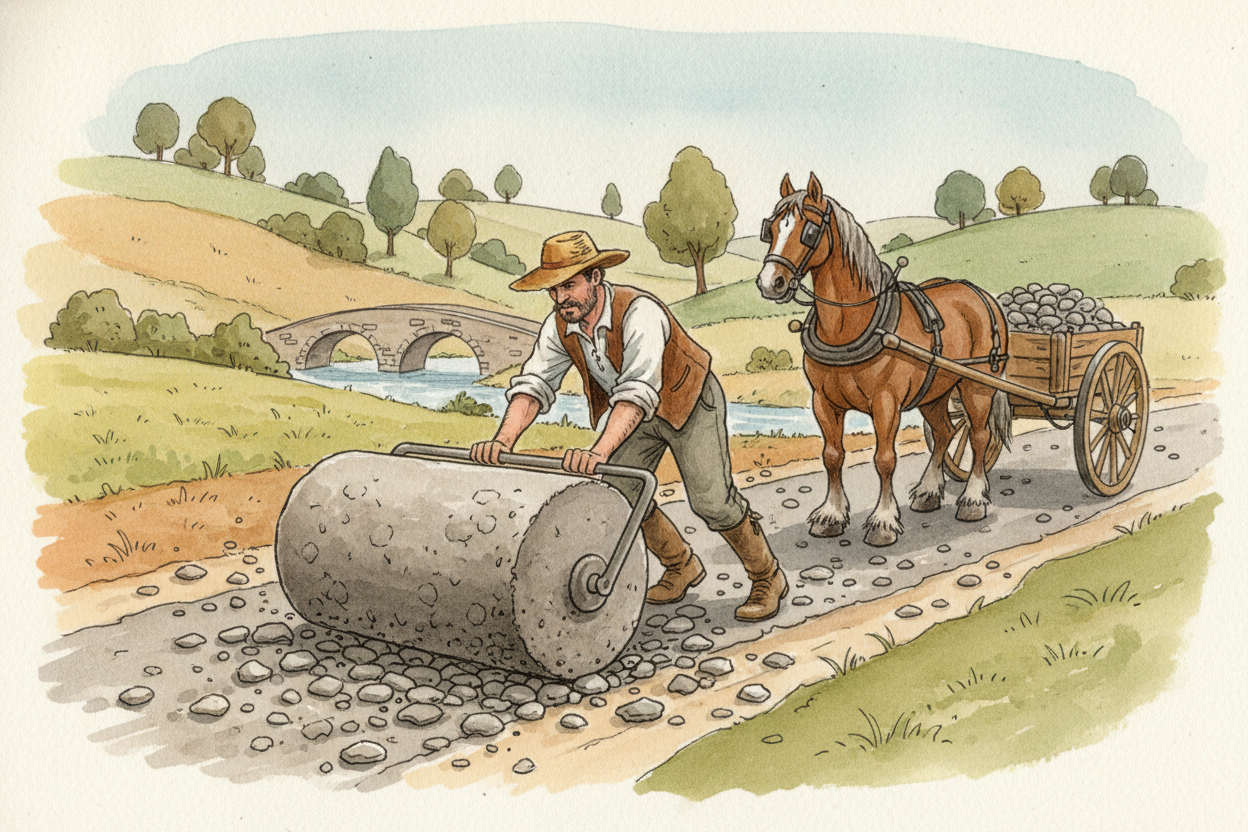 For over a thousand years after Rome fell, people kind of forgot how to build good roads. Most paths were just dirt agai