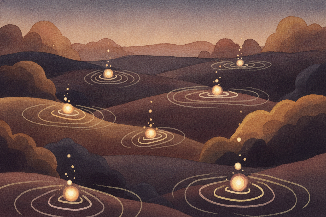 But scientists don't fully leave it there. Some think of these particles not as tiny balls but as **little wobbles** — r