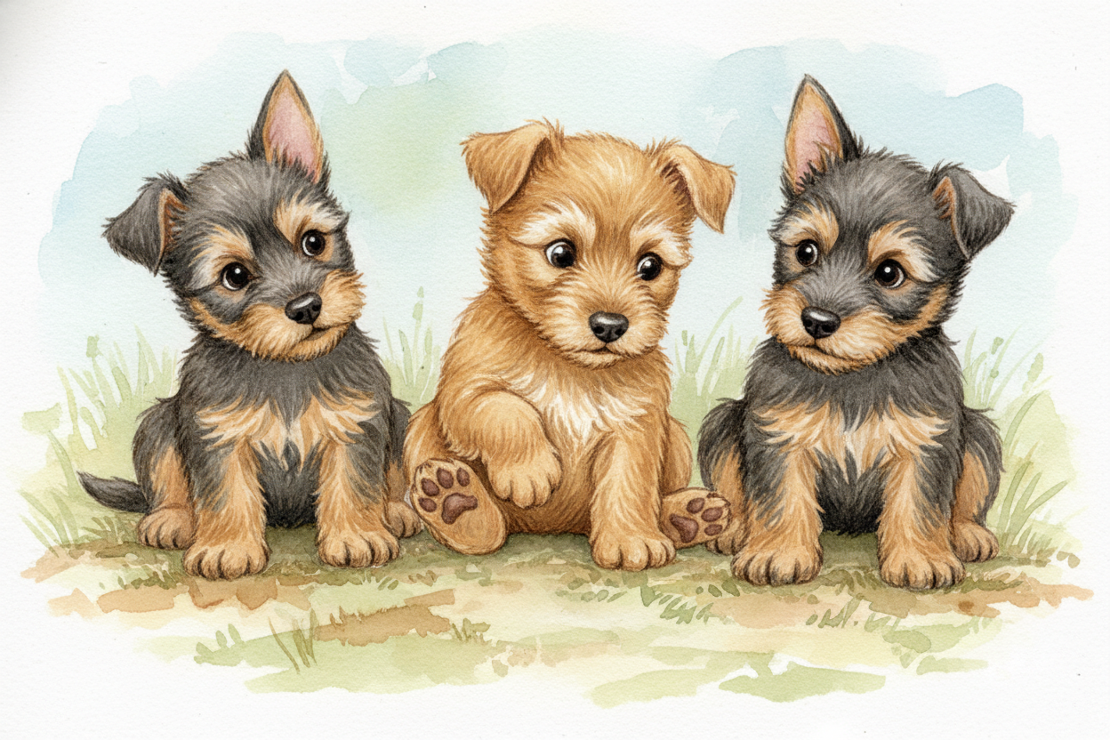 Most Aussie Terriers rock a two-tone look โ **dark saddle on top, tan legs below**, **like they're wearing a fancy jacke