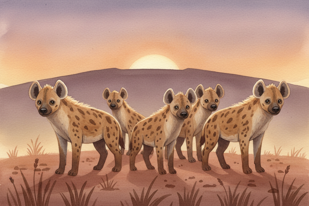 Hyenas laugh in the dark. ~~Well, not exactly laugh~~—that's their contact call, a **whooping sound** that echoes across