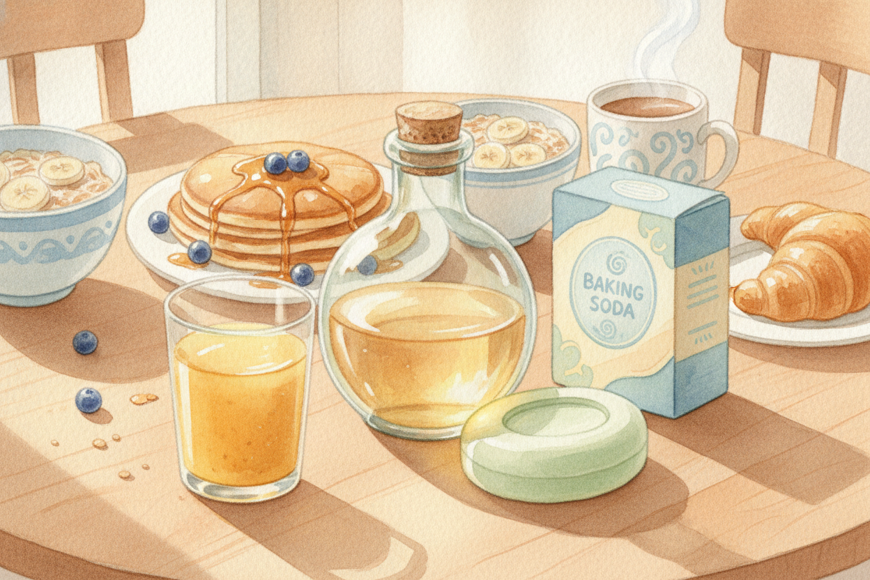 ~~They're hiding in your day already.~~ The orange juice and vinegar in your kitchen are acids. Soap and baking soda are