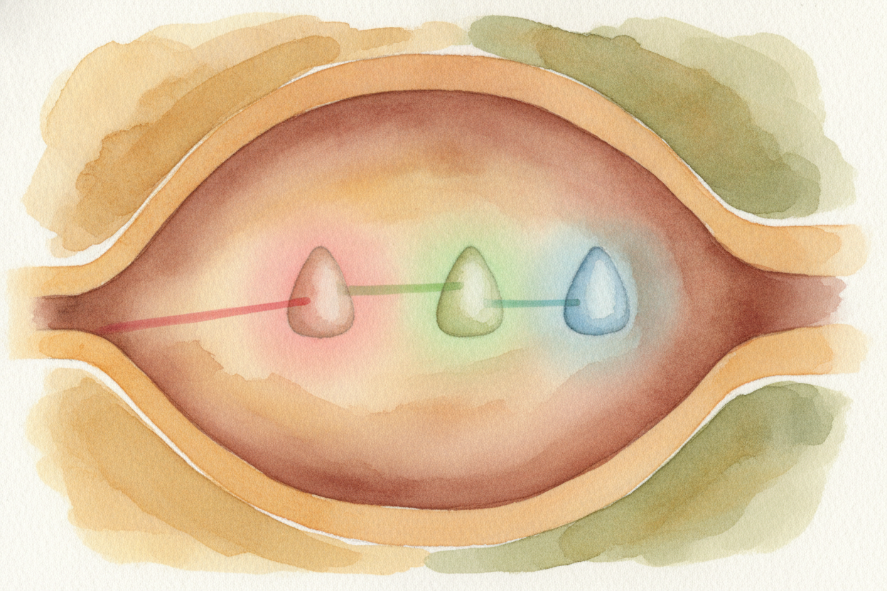 Now the light reaches your eyes, and the real magic begins. Inside the back of each eye sit tiny detectors called cones 