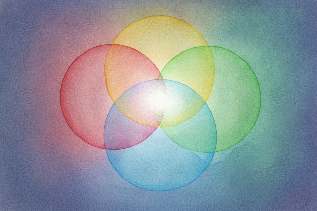 ~~Here's the wild part.~~ With **just those three detectors**, your brain builds *every* color you've ever seen. Mix a s