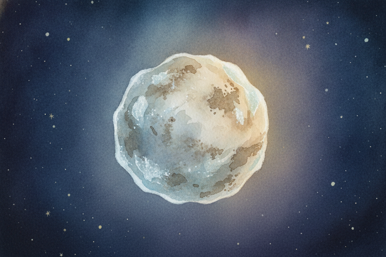 Now meet the comets — the asteroids' ~~wilder cousins~~. A comet is a chunk of ice mixed with dust and rock, like a **di