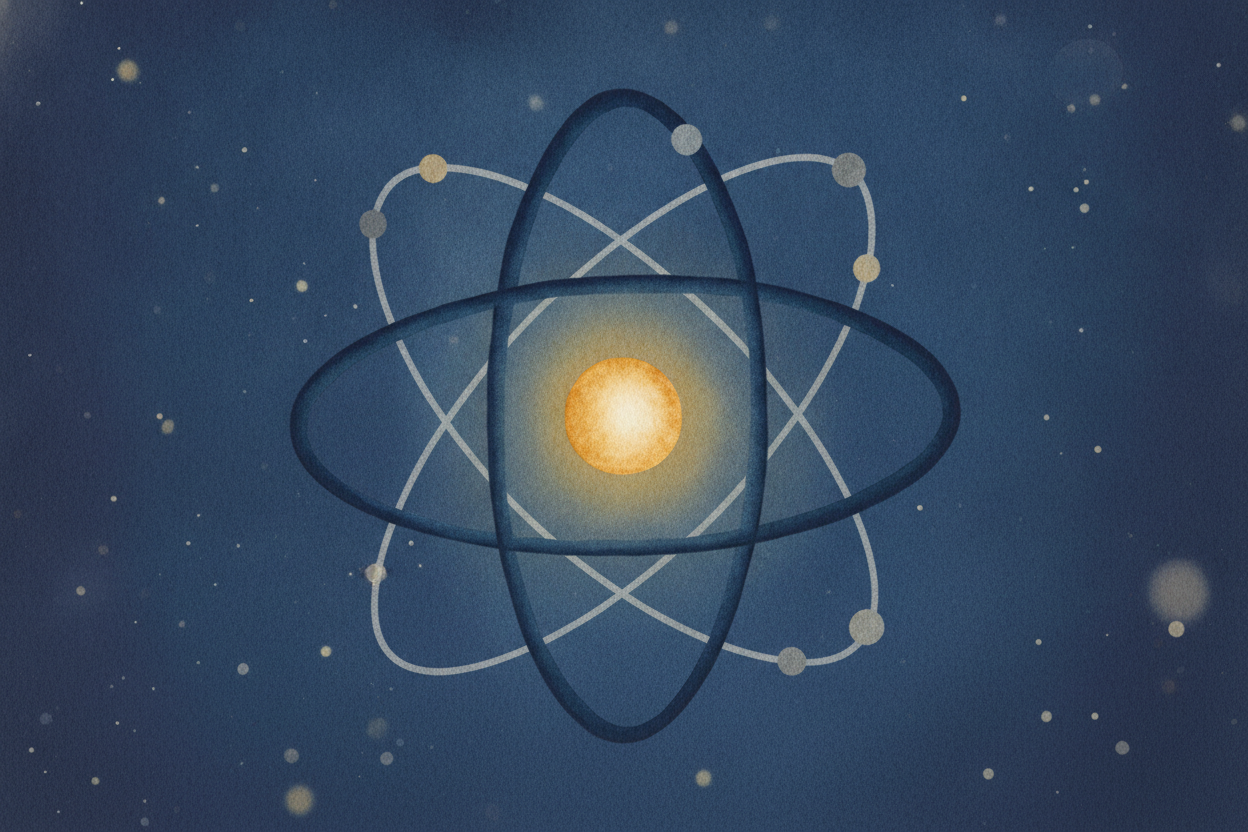 ~~Picture a tiny atom~~, and right in the middle, a dense little knot called the ++nucleus++. Around it, somewhere, are 