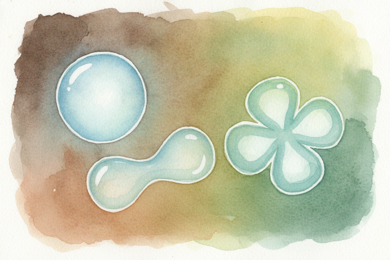 These clouds come in beautiful shapes called ++orbitals++. Some are round like a **fuzzy ball**. Some look like a **dumb