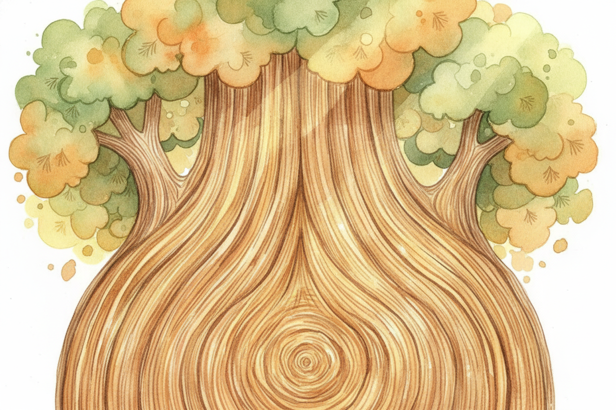So let's start with wood. Wood used to be a living tree, drinking sunlight and water. Inside, it built long, stringy mol