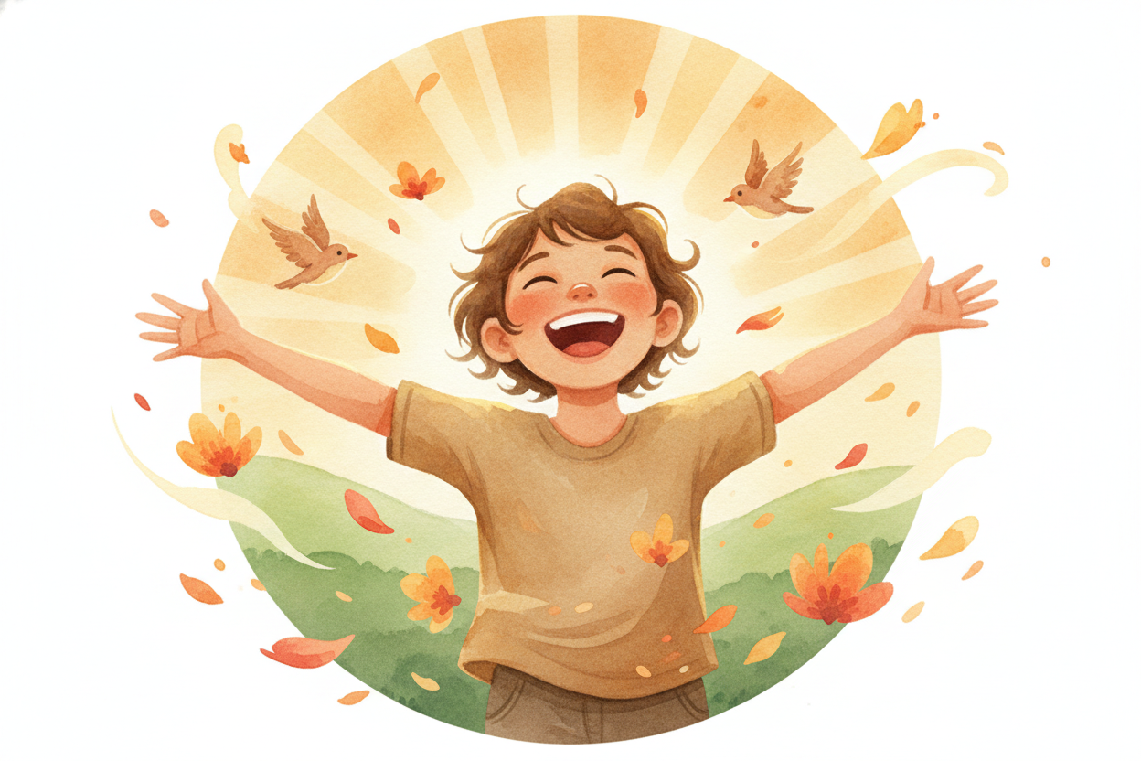 So why happy? Happiness usually means **your brain just got good news**: something safe, helpful, or rewarding showed up