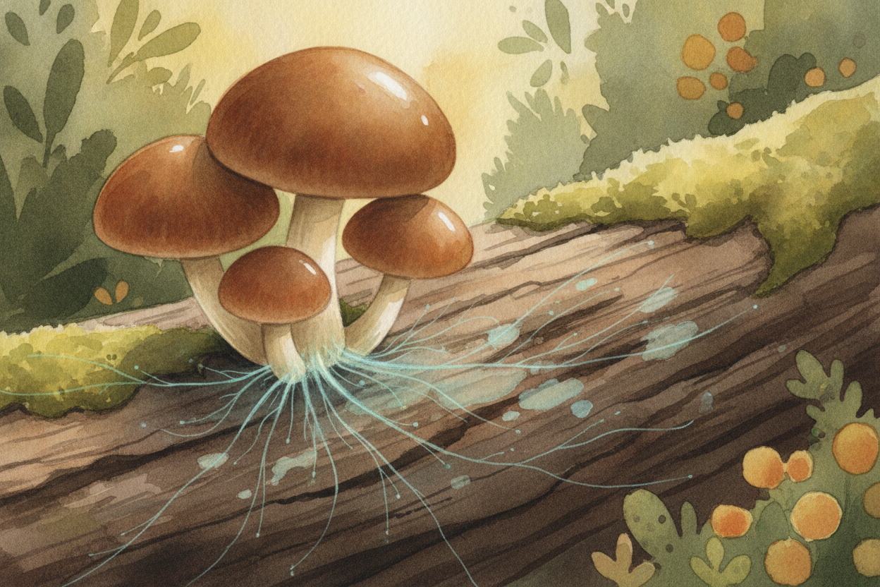 How does something without a mouth eat? ~~Cleverly.~~ A fungus releases special juices — **digestive chemicals** — strai